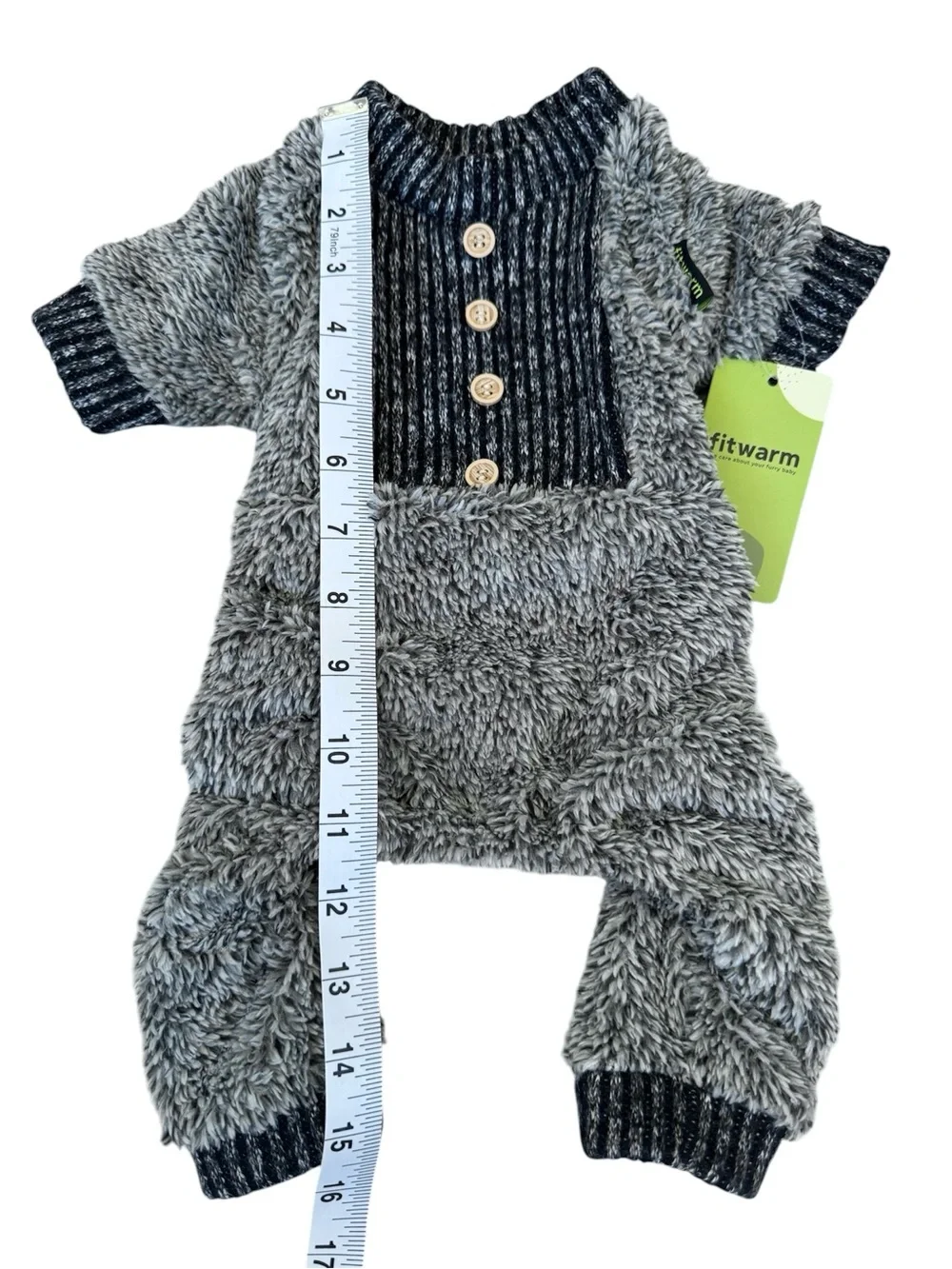 Dog Fuzzy Pajamas. “Fitwarm” Grey Pet Onesie for Thermal Warmth. NWT. Never Worn